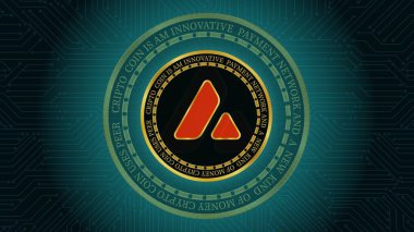 Dijital arkaplanda çığ-avax sanal para birimi görüntüsü. 3d illüstrasyon.