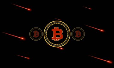 Dijital arkaplandaki bitcoin logosunun görüntüleri. 3d illüstrasyon.