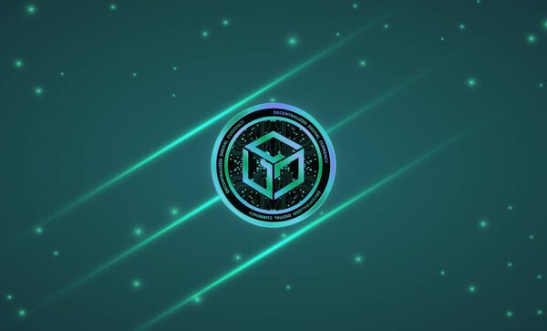 Gala's abstract futuristic technology background. Gala cryptocurrency image. 3d illustrations.