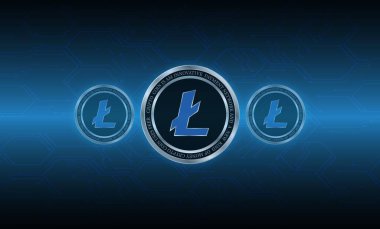 Litoin sanal para birimi görüşleri. 3d illüstrasyon