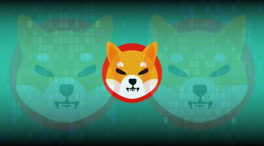 Shiba renkli arka planda sanal para birimi görselleri. 3d illüstrasyon.