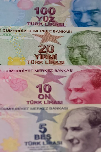 Various Country Banknotes Turkish Lira Photos — Stock fotografie
