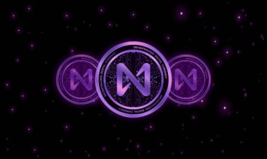 Dijital arka planda Protokol madeni para ve logonun yanında. 3d illüstrasyon resminin yanında.