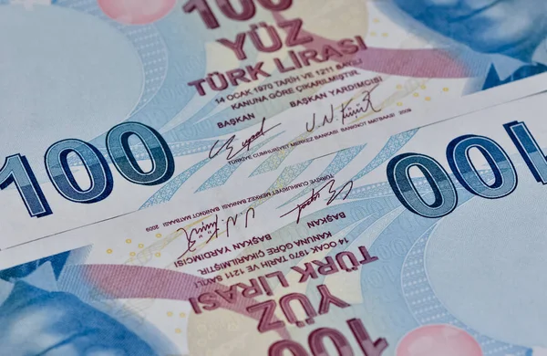 Verschiedene Banknoten Fotos Von Der Türkischen Lira — Stockfoto