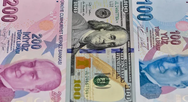 Various Country Banknotes Turkish Lira Dollar Photos — 스톡 사진