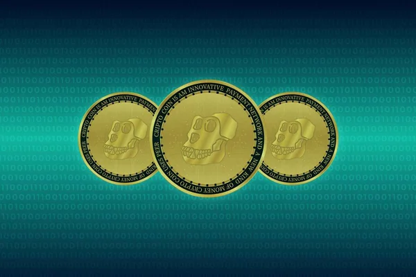 Bild Der Virtuellen Währung Apecoin Auf Einem Digitalen Hintergrund Illustration — Stockfoto
