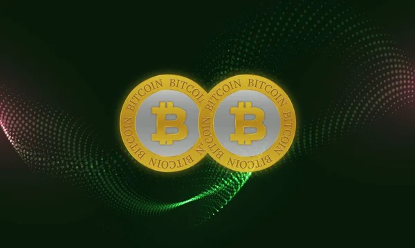 Imagens Logotipo Bitcoin Fundo Digital Ilustrações — Fotografia de Stock