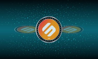 views of the swipe coin virtual currency. 3d illustration