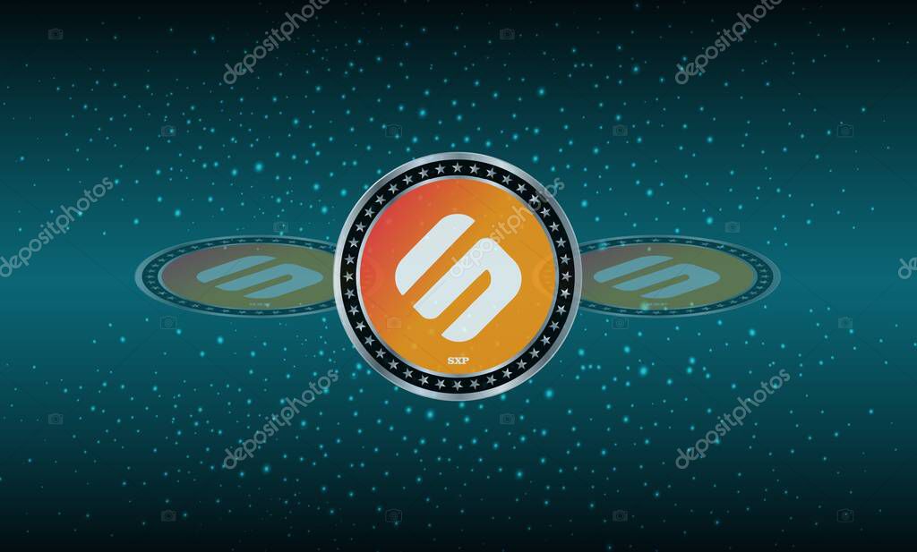 Views of the swipe coin virtual currency. 3d illustration