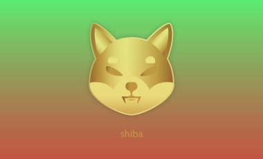 Shiba renkli arka planda sanal para birimi görselleri. 3d illüstrasyon.