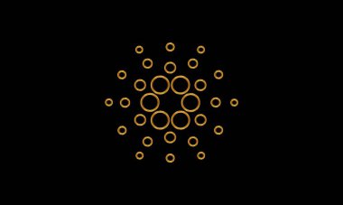 Cardano, Bölge Savcı Yardımcısı. Arka planda kripto para ticareti şeması olan bir madeni para. Sancak ticari tasarımı. 3d illüstrasyon