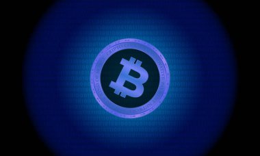 Dijital arkaplandaki bitcoin logosunun görüntüleri. 3d illüstrasyon.