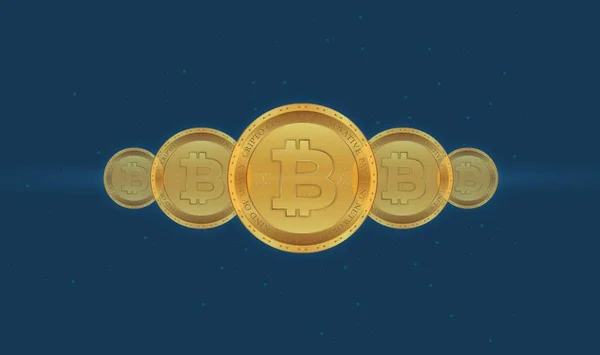 Bilder Des Bitcoin Logos Auf Einem Digitalen Hintergrund Abbildungen — Stockfoto