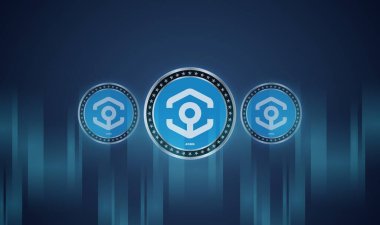 Ankr sanal para biriminin dijital arka plandaki görüntüsü. 3d çizimler.