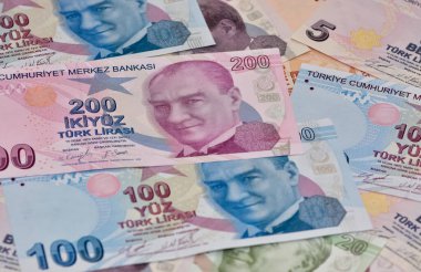 çeşitli ülke banknotları. Türk Lirası fotoğrafları.