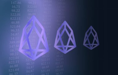 Eos sanal para birimi görüntüleri. Üç boyutlu çizimler. dijital paralar.