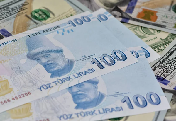 Various Country Banknotes Dollar Turkish Lira Photos — Zdjęcie stockowe