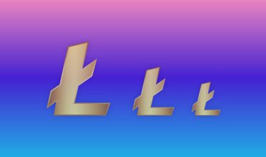 Litoin sanal para birimi görüşleri. 3d illüstrasyon