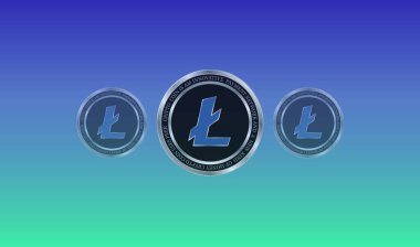 Litoin sanal para birimi görüşleri. 3d illüstrasyon