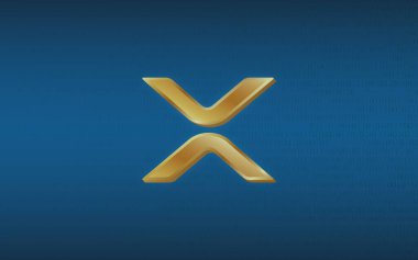 Dalgalanma-Xrp sanal para birimi logosu. 3d illüstrasyon.