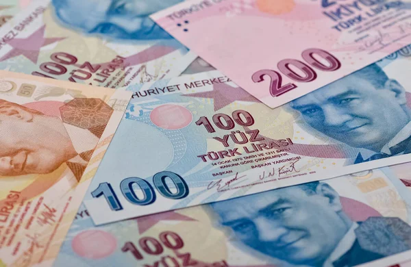 Verschiedene Banknoten Fotos Von Der Türkischen Lira — Stockfoto