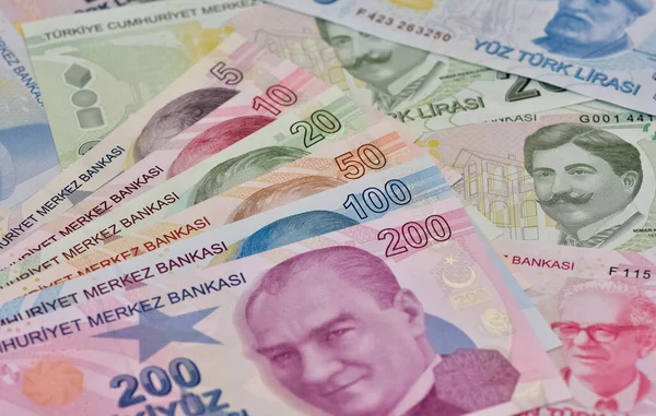 Various Country Banknotes Turkish Lira Photos — Stock Fotó