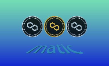 Çokgen-matik sanal para birimi resimleri. 3d çizimler.