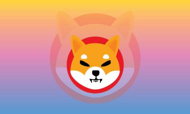 Shiba renkli arka planda sanal para birimi görselleri. 3d illüstrasyon.