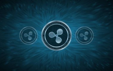 Dalgalanma-Xrp sanal para birimi logosu. 3d illüstrasyon.
