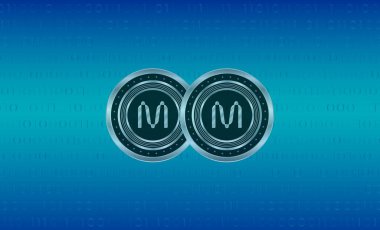 Dijital bir arka planda mina coin sanal para birimi görüntüsü. 3d illüstrasyon.