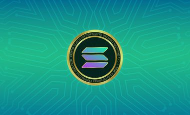 Dijital arkaplanda solana-sol sanal para birimi resmi. 3d illüstrasyon