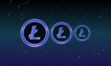 Litoin sanal para birimi görüşleri. 3d illüstrasyon