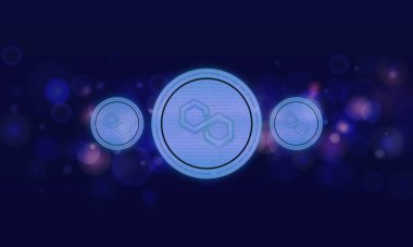 Çokgen-matik sanal para birimi resimleri. 3d çizimler.