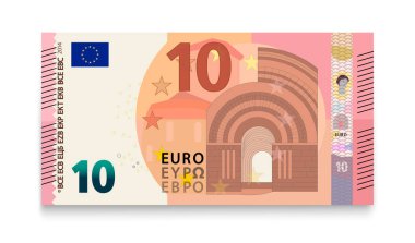 Beyaz arka plan üzerinde izole on Euro banknot