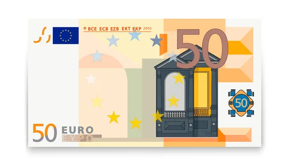 在白色背景上五十欧元纸币 — 图库矢量图片