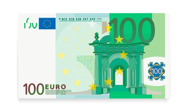 One Hundred Euro Banknotes White Background — 图库矢量图片