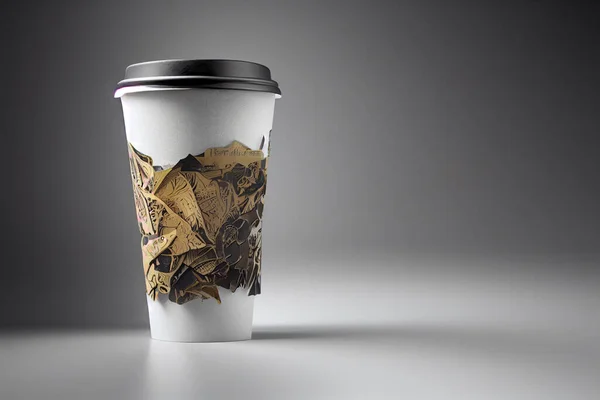 3d white coffee paper cup with cover lid mockup studio lighting