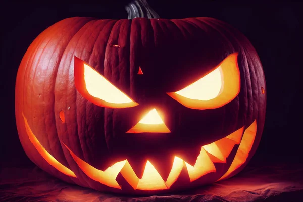 3d illustration of jack o lantern pumpkin halloween spooky horror