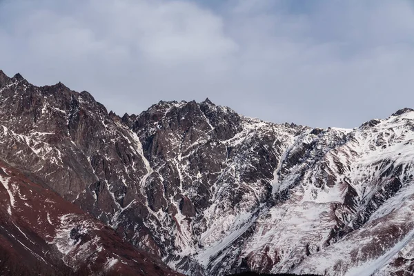 Beautiful Winter Moointains Landscape High Snow Covered Mountains Georgia Kazbegi — стоковое фото