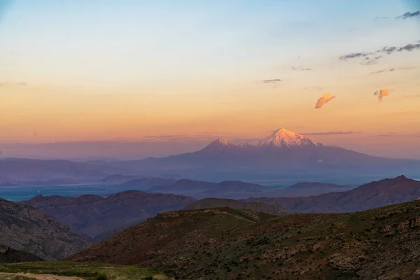 Vista Panorámica Las Montañas Ararat Amanecer — Foto de Stock