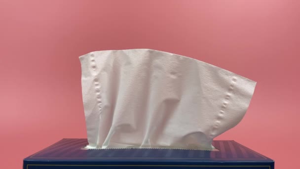 Person Hand Pull Out Piece Tissue Tissue Paper Box Isolated — 图库视频影像