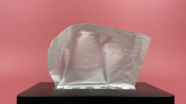 Slow Motion Person Hand Pull Out Piece Tissue Tissue Paper — Video