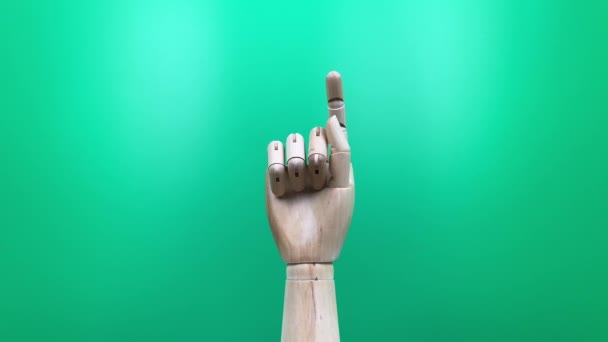 Wooden Hand Green Background — Αρχείο Βίντεο