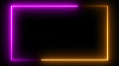 Neon effect rectangle frame Loop background 4K
