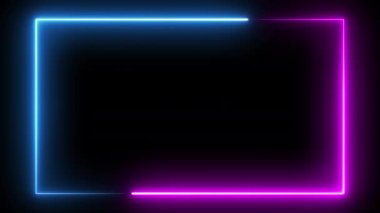 Neon effect rectangle frame Loop background 4K