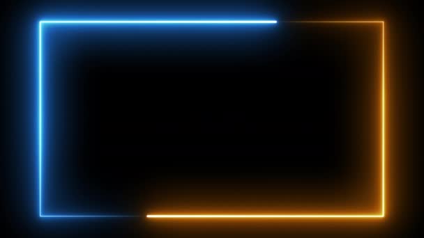 Neon Effect Rectangle Frame Loop Background — Vídeo de stock