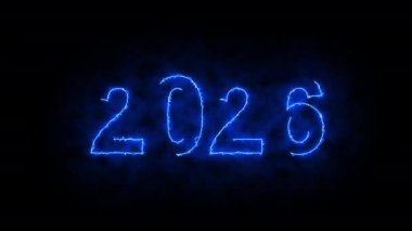 video animation, abstract neon light with the numbers, represents the new year.