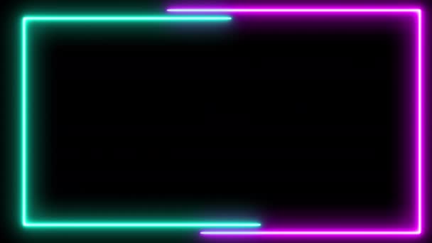 Neon Effekt Rechteck Rahmen Schleife Hintergrund — Stockvideo