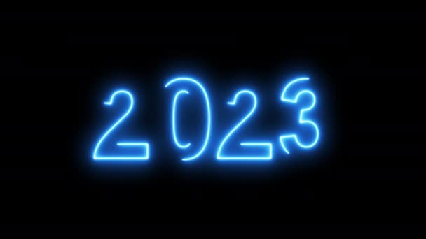 Video Animation Abstract Neon Light Numbers Represents New Year — Vídeo de stock