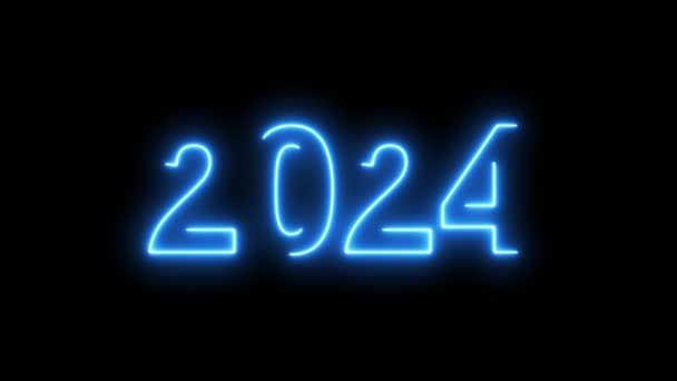 Video Animation Abstract Neon Light Numbers Represents New Year — Vídeos de Stock